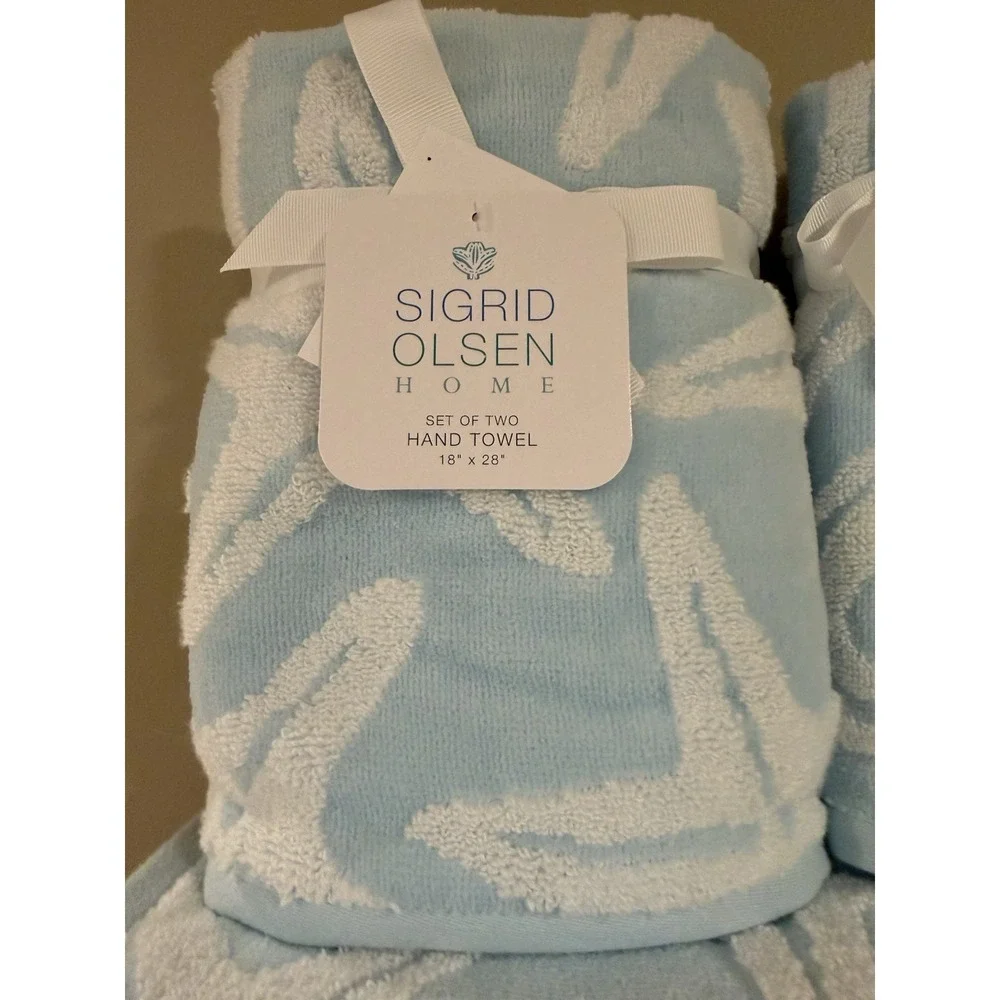 Sigrid Olsen Starfish Bathroom Towel Set 100% Cotton ~ 2Bath 2Hand 2Finger New
